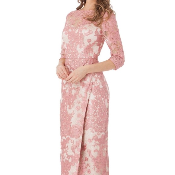 JS Collections Embroidered Lace Bateau Neck Sheath - Picture 2 of 6